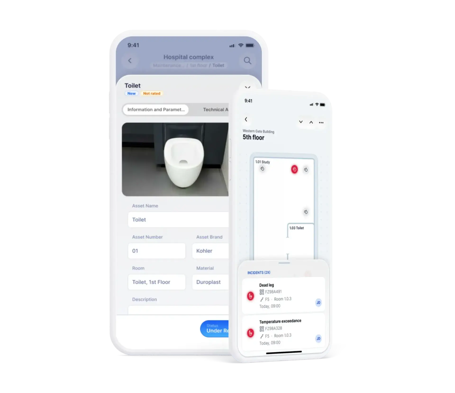 Schermata dell app del software Legionella su smartphone